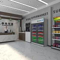 Modern Supermarket Interior With Shelves Full Of Products Refrigerators Bright Lighting And Windows