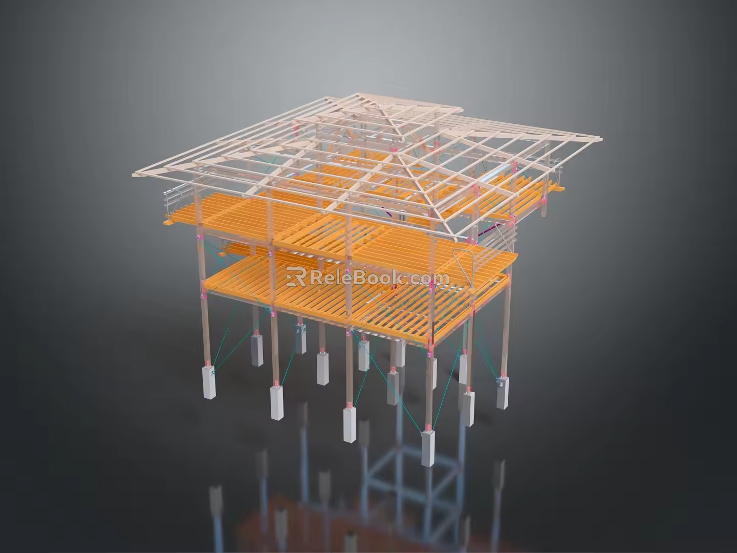 Iron frame large iron frame iron frame house factory industrial iron frame iron ladder rigid ladder work frame rigid scaffold 3d model