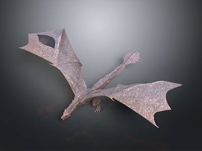 Mythical Winged Dragon Character With Scaled Body And Extended Wings 3d model