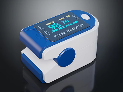 Blue And White Digital Pulse Oximeter With SpO2 And Heart Rate 3d model