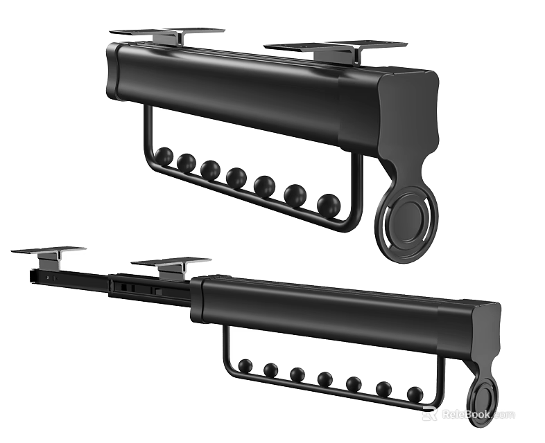 Black Adjustable Curtain Track Hardware Components 3d model 
