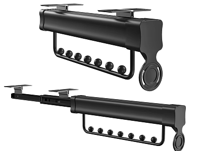 Black Adjustable Curtain Track Hardware Components 3d model
