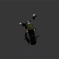 Dark Green Cruiser Motorcycle With Black Seat And Shiny Tires On Glossy Surface