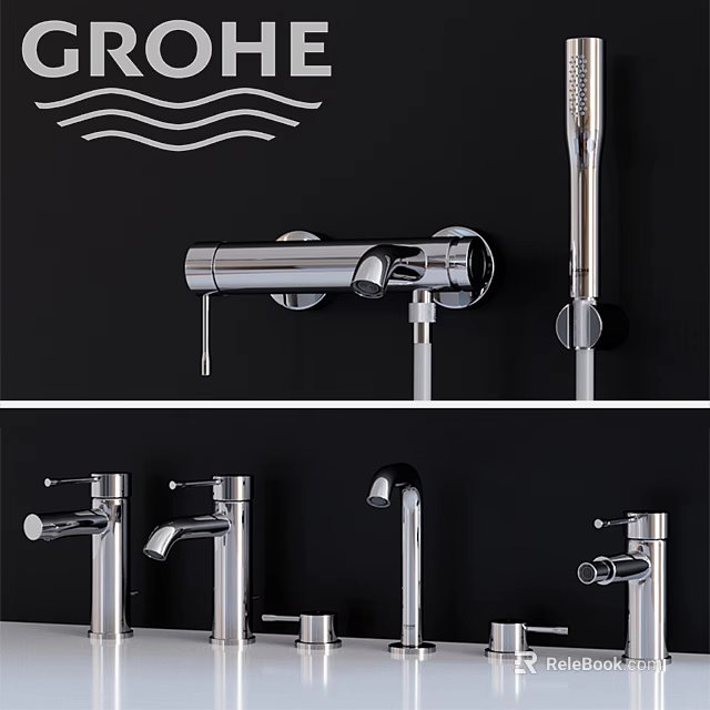Modern Bathtub Fixtures With Wall Mounted Faucet And Handheld Shower Chrome Finish 3d model 