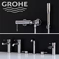 Modern Bathtub Fixtures With Wall Mounted Faucet And Handheld Shower Chrome Finish