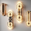 Elegant Modern Gold Wall Lamps With Round Crystal Shades And Illuminated Metal Frames