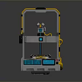 3D Mechanical Device Model With Gray Yellow Blue Accents Platform And Control Interface