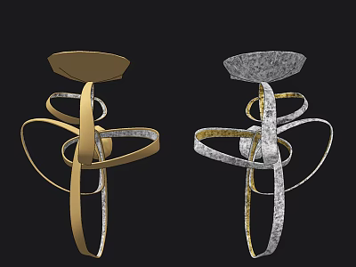 Stylish Modern Wall Sconces With Gold And Silver Twisted Metal Curved Designs 3d model