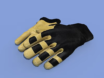 Black And Beige Gloves With Textured Palm And Breathable Back Design 3d model