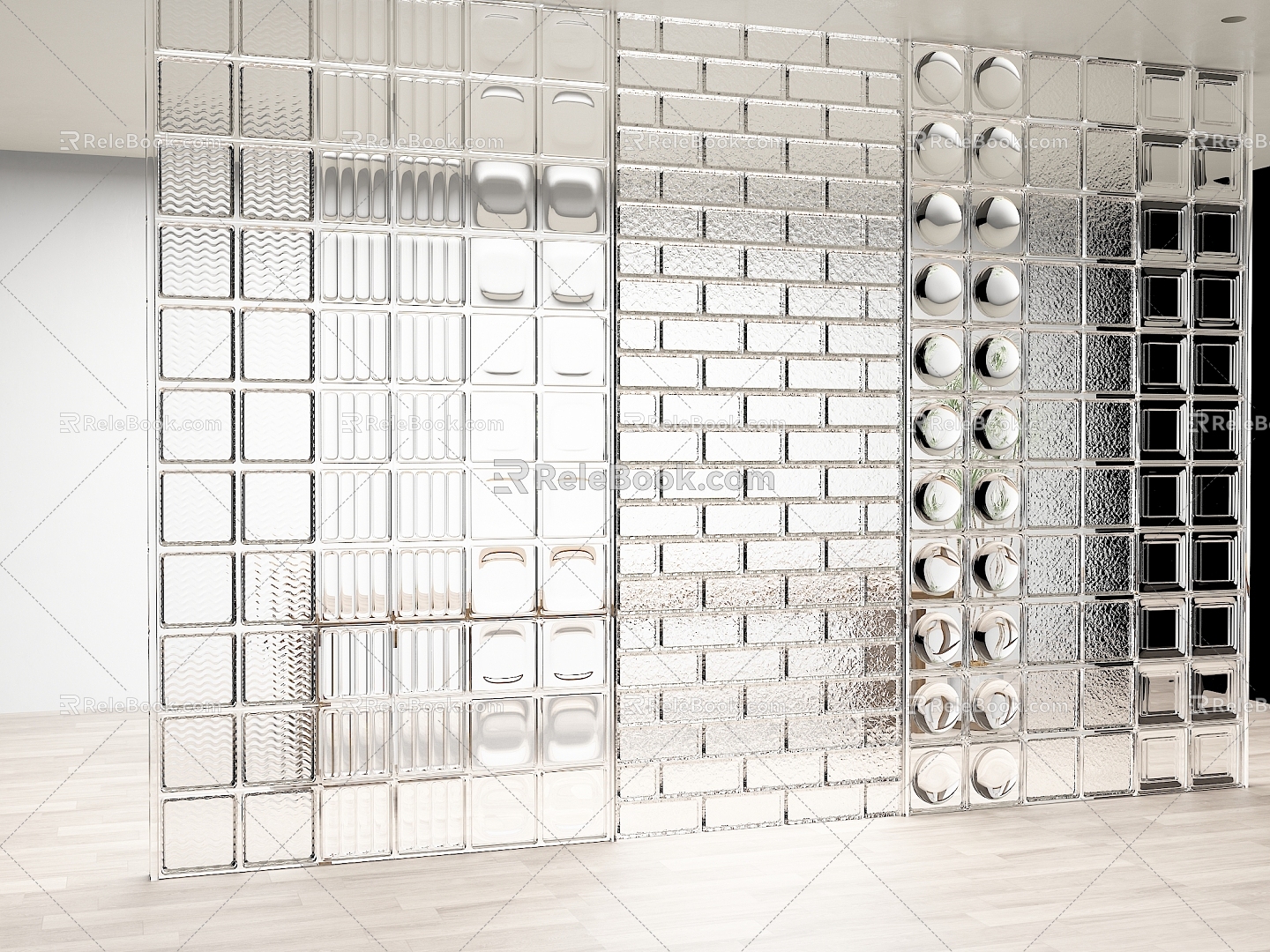 Glass Tile Glass Partition Modern Simple Home Partition model