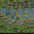 Aerial View Plan of Construction Site with Buildings Roads and Greenery Layout