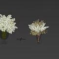 Ribbed Glass Vase With White Flowers On Black Base And Pink Foliage In Slender Vase