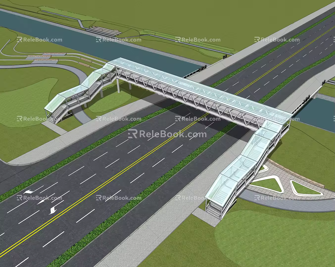 Modern Bridge Overpass 3d model