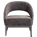 Dark Gray Accent Chair With Striped Backrest And Metal Legs Design
