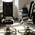 Modern Office Chair with Black Backrest and Silver Metal Frame Ergonomic Design and Rolling Wheels