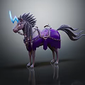Mythical Purple Horse with Lightning Horn Spiked Mane and Chain Decorated Saddle
