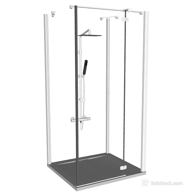 Modern Shower Sauna Interior Design With Glass Enclosure And Shower Fixtures 3d model 