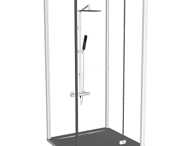Modern Shower Sauna Interior Design With Glass Enclosure And Shower Fixtures 3d model