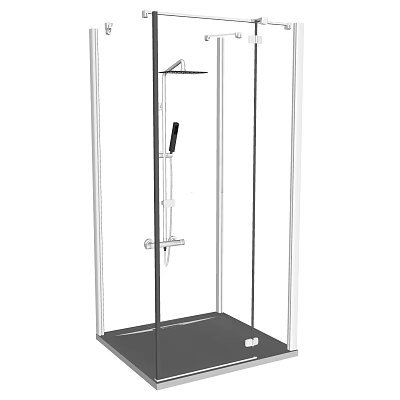 Modern Shower Sauna Interior Design With Glass Enclosure And Shower Fixtures 3d model