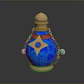 Blue Decorative Living Bottle With Golden Star Shaped Pattern Chain And Base Design
