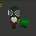 Detailed Toy Weapon 3D Model Featuring Gas Mask And Green Cylinder