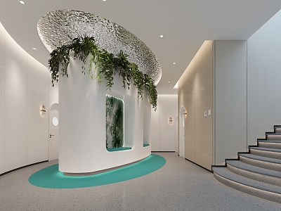 Modern Aisle Beauty Salon Leisure Area Rest Area Plant Wall Sagging Plant Wall 3d model