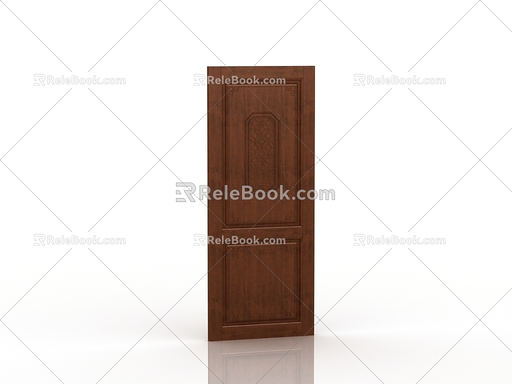 Chinese-style solid wood door 3d model