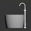 Contemporary White Freestanding Bathtub With Polished Chrome Faucet And Smooth Finish