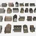 Various Style Detached Houses With Diverse Designs And Colorful Exteriors Arranged Together