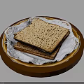 Traditional Matzah Stacked On Wooden Plate With White Lace Paper Liner