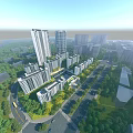 Aerial View Urban Planning With High Rise Residential Buildings Roads and Green Areas