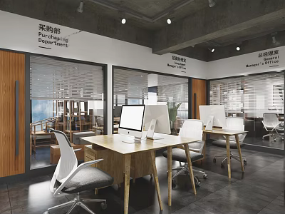 modern public office area office area 3d model