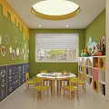 Colorful Café Interior With Happy Insist Shine Positive Quotes Smiley Face White Chairs And Tables