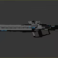 Futuristic Sci-Fi Rifle Style Weapon With Metallic Frame And Blue Illuminated Details