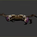 Distinctive Dark Crab With Purple Claws Textured Shell And Segmented Legs 3d model