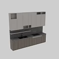 Modern Light Gray Kitchen Cabinets With Marble Countertop And Open Shelves
