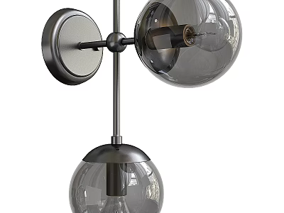 Modern Wall Mounted Lighting Fixture With Double Glass Globe And Matte Black Metal Frame 3d model