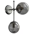 Modern Wall Mounted Lighting Fixture With Double Glass Globe And Matte Black Metal Frame