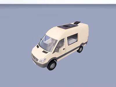White Commercial Van With Roof Equipment And Side Windows Design 3d model