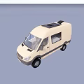 White Commercial Van With Roof Equipment And Side Windows Design