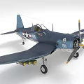 Vintage Blue Airplane Model With Number 86 American Flag And Propeller Design