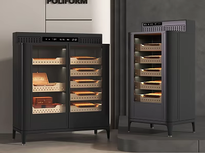 Poliform Modern Display Cabinets With Glass Doors And Interior Lighting 3d model