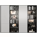 Modern Black Bookcase Featuring Multi Tiered Shelves With Books And Decorative Items