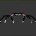 Mechanical Spider Robot Design With Multiple Legs Hexagonal Body And Red Accents Structure 3d model
