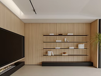 Modern TV Background Wall Bookcase Decorative Cabinet Ornaments 3d model