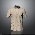 Short Sleeve Striped Patterned Shirt in Beige Color with Collared Design for Casual Wear