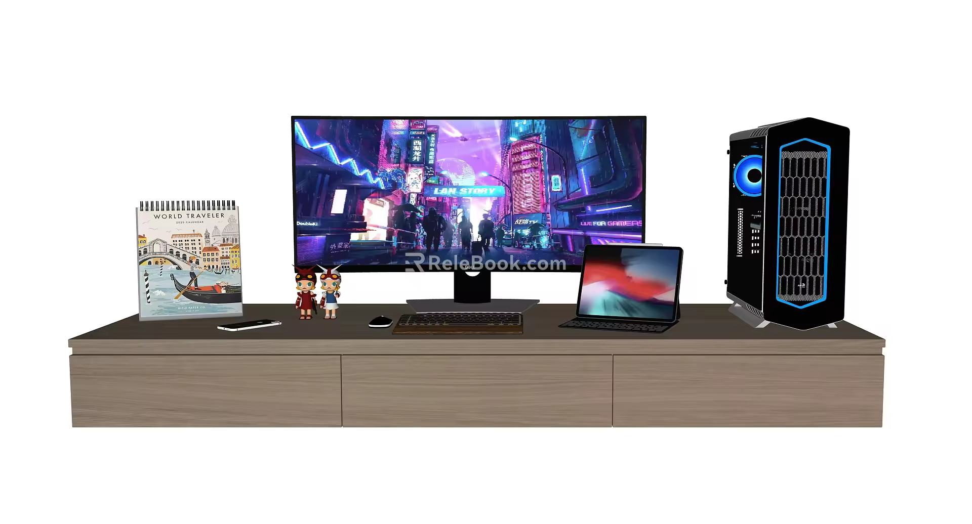 Modern computer desktop combination 3d model