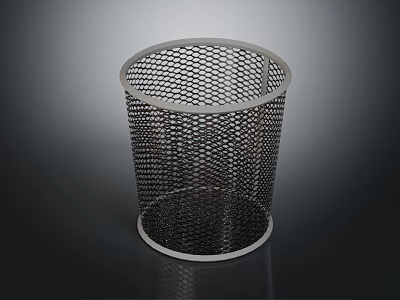 Stainless Steel Mesh Trash Can With Circular Design For Home Bathroom Office 3d model