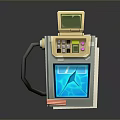 3D Model of Unique Device With Top Screen Control Panel Transparent Window Blue Content Handle