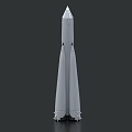 Silver Rocket 3D Model Design With Tall Structure And Engines On Dark Background 3d model
